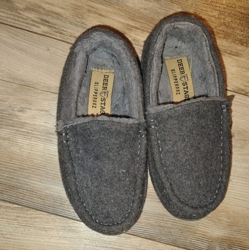 Deer Stags Charcoal Kids Slippers